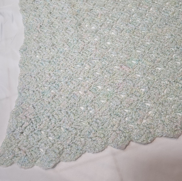 Handmade Crochet Blanket 40x40 Soft Lacy Afghan Pastel Baby Heirloom Cozy Throw - Picture 16 of 17